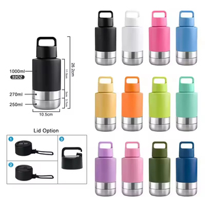 Custom logo 3 in 1 Style 32oz Portable Stainless Steel Pet <b>Feeder</b> Outdoor Travel Bowl Insulated Dog Water Bottle - Product Image 2