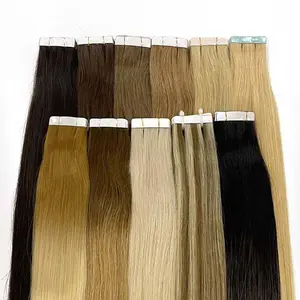 Extensions de cheveux européens remy, 100% cheveux humains, invisibles, mini fleur, brun, double dessin, vierge