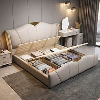 Cadre de lit réglable en bois de chêne de haute qualité, design italien, taille Queen/King, revêtement en cuir, écologique, durable, mobilier pour la maison
