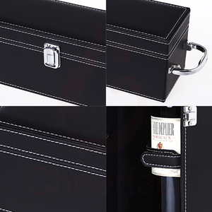 Cheerfast Nhà Máy Bán Buôn Handmade Wine Carrier Trường Hợp Du Lịch Hộp Và 4 Cái Rượu Vang Phụ Kiện Rượu Vang Đỏ Duy Nhất Chai Hộp Quà Tặng - Product Image 3