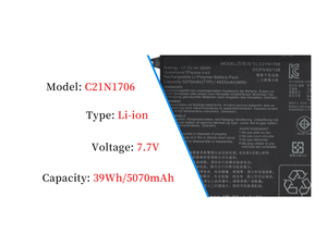Batería de ordenador portátil C21N1706 para <span class=keywords><strong>Asus</strong></span> <span class=keywords><strong>ZenBook</strong></span> <span class=keywords><strong>Flip</strong></span> <span class=keywords><strong>S</strong></span> UX370UA UX370F Q325UA, 2, 2, 1, 2, 2, 2, 1, 2, 2, 1, 2, 2 - Product Image 2