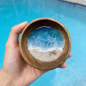 Bol artisanal en résine sur le thème de l'océan pour la décoration intérieure, ornement microcosmique de <span class=keywords><strong>plage</strong></span> et organisateur de bijoux - Product Image 4