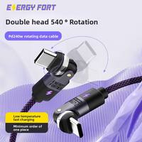 540 °   Kabel Putar Tipe-C Pengisian Cepat Kabel Data Dual Head 180 °   Kompatibel untuk Semua Earphone Ponsel dan Smart Watch