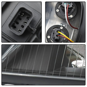 Sepasang lampu depan dengan bohlam cocok untuk Freightliner <span class=keywords><strong>Columbia</strong></span>, penutup hitam - Product Image 5