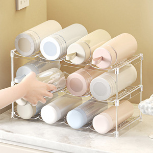 Transparent Desktop Water Cup <b>Storage</b> <b>Rack</b> 3 Tier Stackable Organizer For Thermos <b>Bottle</b> Kettle Kitchen Counter Organization - Product Image 4