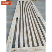 Porte en PVC pressé sous vide avec arche en bois et verre, verre strié pour salle de bain, porte intérieure moderne avec panneau strié givré