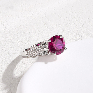 SGARIT custom Luxury Women's 14K <b>gold</b> Oval Ruby <b>Cocktail</b> <b>Ring</b> Pave Setting Engagement Party Jewelry LAB gemstone Jewelry - Product Image 3