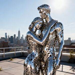 Grande statua di coppia vuota su misura dell'acciaio inossidabile per il punto di riferimento moderno del giardino e del paesaggio della città - Product Image 3