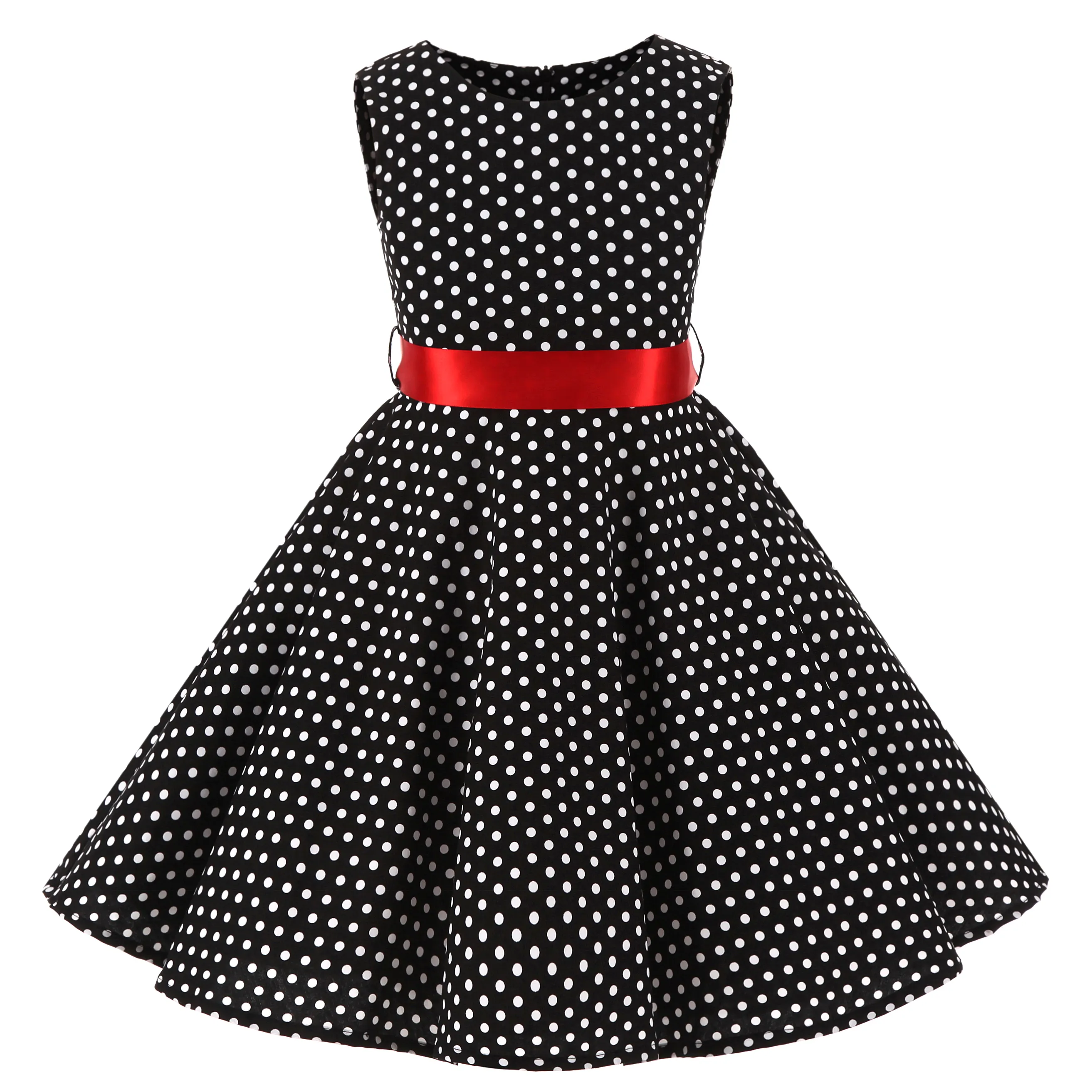 European And American Kid Dresses Girls Skirt Polka Dot Flower Show Skirt Retro Girls' Dresses Cotton Kids Clothing Cute RIBBONS