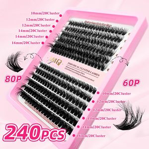 Individual <b>Cluster</b> <b>Lashes</b> 10mm 12mm 14mm 16mm 20Cluster 80P 60P Synthetic Fibers False Eyelashes <b>Extension</b> - Product Image 1