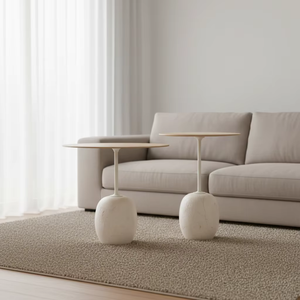 Tavolino Rotondo <span class=keywords><strong>in</strong></span> Marmo dal Design Moderno e Minimalista |   Tavolino Angolare e Comodino <span class=keywords><strong>in</strong></span> Stile Nordico per Balcone e Area Relax - Product Image 4