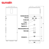 Chauffe-eau thermodynamique tout-en-un Sunrain CE A++ IoT OTA 21 langues 150g R290 WIFI avec réservoir en acier inoxydable duplex