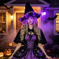 Nuovo Cappello da Strega Luminoso LED per Halloween, Cappello da Strega Fluorescente per Donne, Accessori per Feste in Maschera di Halloween