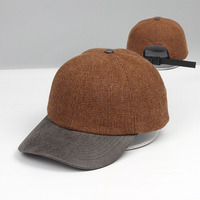 Gorra de béisbol retro de invierno de mezcla de lana cálida con visera de ante sintético y diseño de espiga, talla grande 56cm-64cm, estilo papá, venta al por mayor
