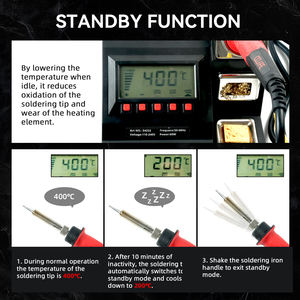 <span class=keywords><strong>60W</strong></span> हाई-एंड बुद्धिमान डिजिटल डिस्प्ले सोल्डरिंग आयरन फास्ट हीटिंग स्लीप मोड 500 तापमान डिग्री vde कस्टम लोगो - Product Image 3