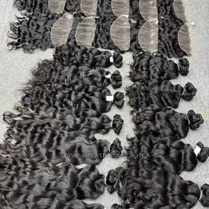 Super Venta Paquete de ondas naturales Cabello crudo de un solo donante de la mejor calidad Ondulado con cutícula alineada para extensiones de cabello humano - Product Image 3