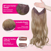 Extensions de cheveux humains blonds lisses de 14 à 24 pouces pour tissage Halo ondulé, résistantes à la chaleur, pour femmes