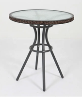 Table de salle à manger ronde en rotin en acier et aluminium moderne Joyeleisure pour une utilisation en extérieur