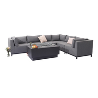 Outdoor Moderne Rattan-Gartenmöbel-Set aus Aluminiumguss mit Feuerstelle für den UK-Markt