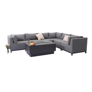Outdoor Modern Wicker Cast Aluminum Sofa Set <strong>Rattan</strong> <strong>Cube</strong> <strong>Garden</strong> <strong>Furniture</strong> With Fire Pit in UK - Product Image 6