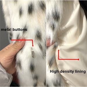 Cappotto di pelliccia di finta volpe lungo all'ingrosso su misura stile caldo donna stile <span class=keywords><strong>leopardato</strong></span> pelliccia di finta lince - Product Image 6