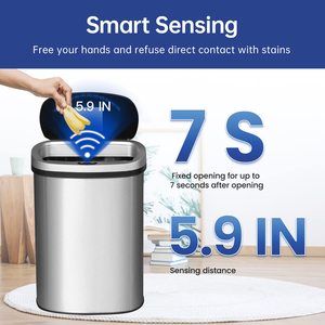 CF 13 galones Metal Acero inoxidable Baño Cocina <span class=keywords><strong>Cubo</strong></span> <span class=keywords><strong>de</strong></span> <span class=keywords><strong>basura</strong></span> sin contacto <span class=keywords><strong>Cubo</strong></span> <span class=keywords><strong>de</strong></span> <span class=keywords><strong>basura</strong></span> eléctrico automático inteligente <span class=keywords><strong>Cubo</strong></span> <span class=keywords><strong>de</strong></span> <span class=keywords><strong>basura</strong></span> con tapa - Product Image 3