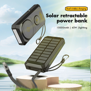 แบตสำรองพลังงานแสงอาทิตย์คุณภาพสูง 10000mAh ชาร์จเร็ว สายชาร์จแบบยืดหดได้ ชาร์จไร้สายแบบแม่เหล็ก - Product Image 1