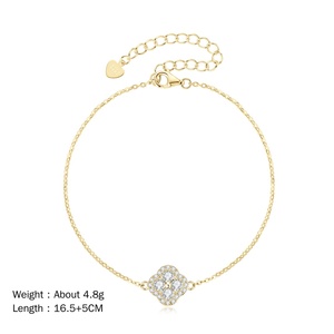 Exquisite Jewelry Eco-friendly Copper 14k Gold Plated 3MM VVS GRA Moissanite Classic Fashion Four Leaf Chain Link <b>Bracelet</b> - Product Image 6