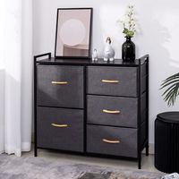 Commode de rangement grande capacité pour chambre et salle de bain avec 5 boîtes de rangement en tissu