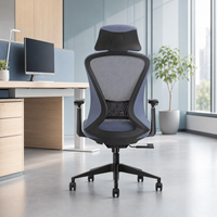 Chaise de bureau ergonomique pivotante K2-BH moderne, dossier haut, réglable, en tissu maillé respirant, hauteur réglable