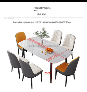 Mesa de comedor Rectangular Simple de lujo moderna, diseño de losa de piedra ligera para restaurante de gama alta para muebles para el hogar en la sala de estar - Product Image 4