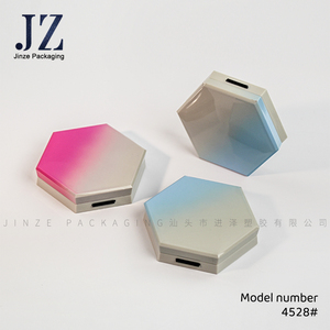 Jinze hình lục giác nhỏ gọn bột trường hợp rỗng bao bì nhựa mỹ phẩm với gương hộp nền tảng - Product Image 3