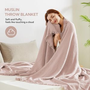 Coperta in Mussola Morbida con Nappe, Leggera e Traspirante in Cotone, per Divano e Letto, Adatta a Tutte le Stagioni - Product Image 3