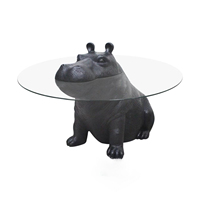 Table basse en verre en forme d'hippopotame de style animal minimal Table centrale moderne créative pour café salon hôtel