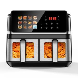 <span class=keywords><strong>Friteuse</strong></span> à air <span class=keywords><strong>double</strong></span>, grande capacité 8L, <span class=keywords><strong>double</strong></span> compartiment, multifonctionnelle, <span class=keywords><strong>double</strong></span> baril, acier inoxydable, PP, 2000W, tactile - Product Image 1