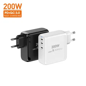 Adaptador USB de carga rápida tipo C 200W cargador GaN PD 3,0 tipo C cargador 100W adaptador de viaje de carga rápida para iPad MacBook Pro