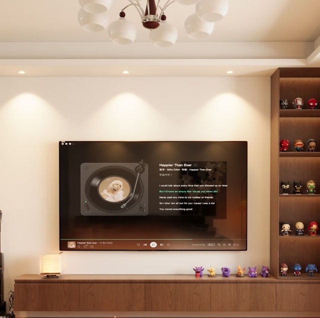Modern Wooden TV Stand with LED Lights Display and Storage Cabinet Sleek Panel Design for Complete Room Furniture