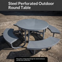 Ensemble table et chaises connectées d'extérieur, étanche et résistant au soleil, ensemble de pique-nique rond en acier, mobilier multi-personnes pour l'extérieur, parc, marché nocturne