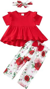 Ropa para Bebé Niña, Conjunto de Camisa con Mangas con Volantes y Pantalones Florales, Ropa de Otoño e Invierno para Niña - Product Image 4