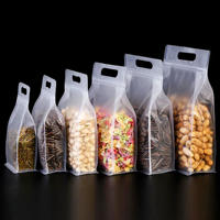 Sachet alimentaire personnalisé transparent mat refermable à fond plat avec poignée et fermeture éclair