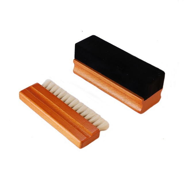 High Quality Vinyl Record Cleaner Brush Kit with Anti-Static Velvet Soft Goat Fiber Beech Wooden for LP Player Dust Cleaning Set