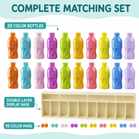 Jeu de 20 flacons colorés assortis avec mini-flacons en ABS et base de présentation double couche