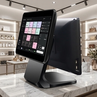 Ordinateur de point de vente à double écran de 15,6 pouces, écran tactile tout-en-un, système de point de vente, appareil avec lecteur de code-barres