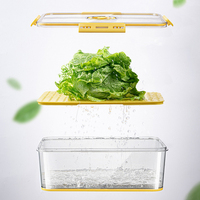 Organisateur de réfrigérateur empilable en plastique avec plateau de drainage et trous d'aération pour aliments, légumes, fruits, œufs – Boîte de rangement pour cuisine et réfrigérateur