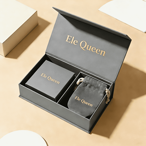 Magnetic Closure Luxury Jewelry Packaging Set With <b>Gift</b> <b>Box</b>, <b>Small</b> Jewelry <b>Box</b> And Velvet Pouch For Branded Gifting - Product Image 5
