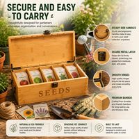 Caja de Almacenamiento de Semillas de Bambú, Organizador de Semillas de Jardín con Divisores Extraíbles, Asa de Metal y Cierre para Guardar Paquetes de Semillas