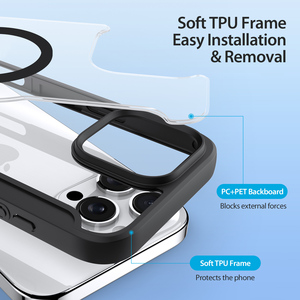 Funda magnética para teléfono compatible con iPhone 16/16 Pro/16 Pro Max, con ranuras para tarjetas, tipo flip, transparente y con cobertura total. - Product Image 5