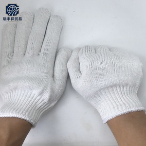 Gants de travail en coton blanc tricoté texturé, résistants à l'usure, respirants, antidérapants, à bas prix, pour la construction - Product Image 1