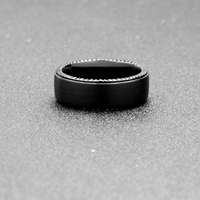 Tizti Gros Noir Bande De Mariage Gear Bord Brossé Graver Tungstène Anneau Personnalisé pour Hommes