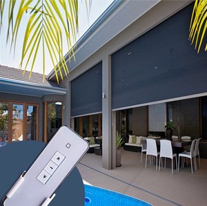 Windproof ngoài trời không thấm nước rèm cuốn Patio Sun Shading tự động cơ giới trong nhà thoáng khí nhôm pergola Zip màn hình - Product Image 1